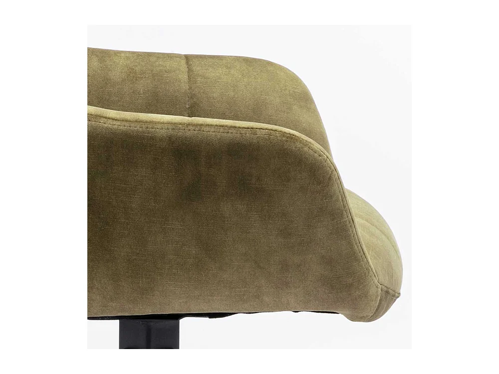 Velours Armlehner Esszimmer in Oliv Grün Gestell aus Metall (2er Set)