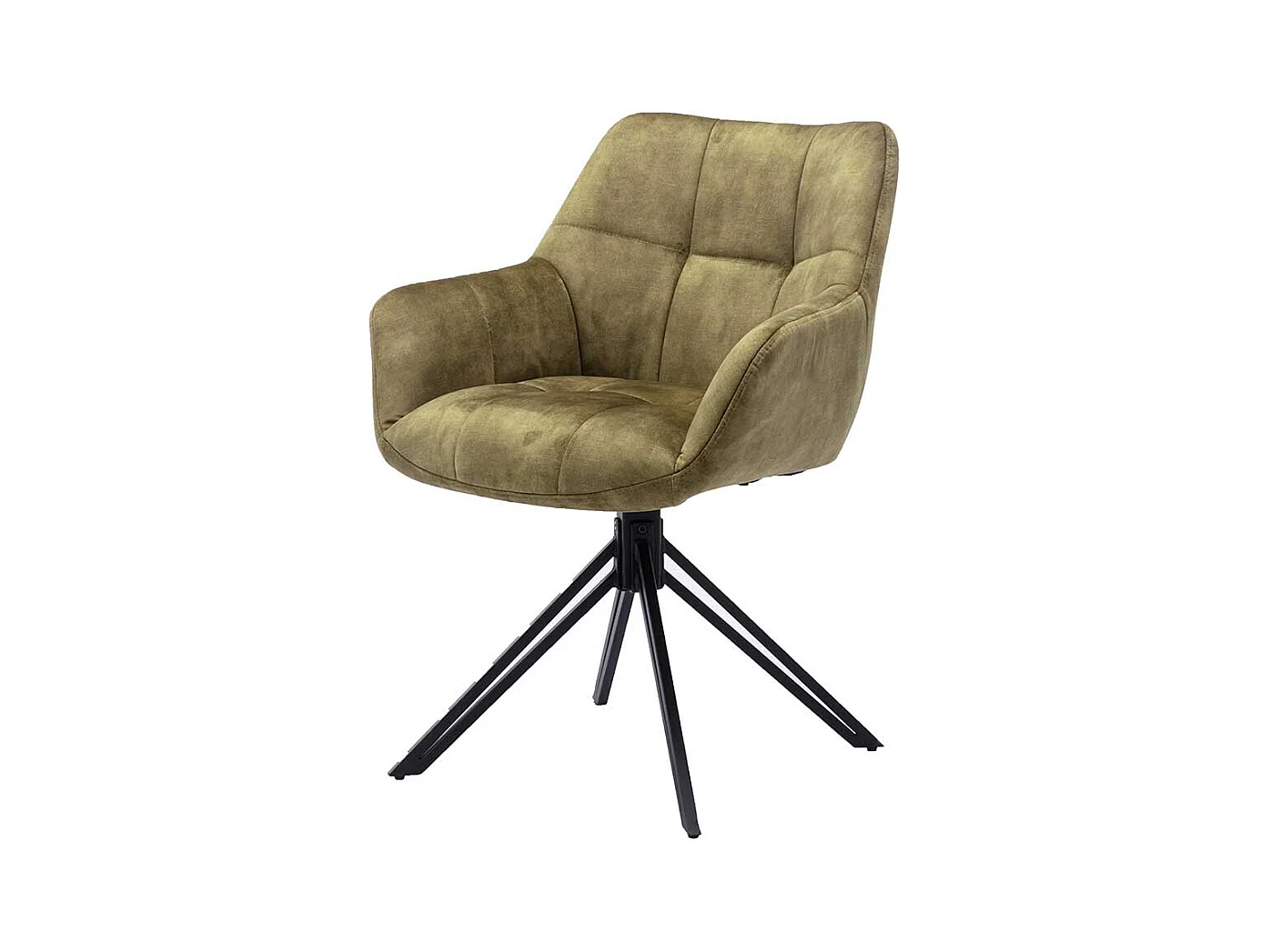 Velours Armlehner Esszimmer in Oliv Grün Gestell aus Metall (2er Set)