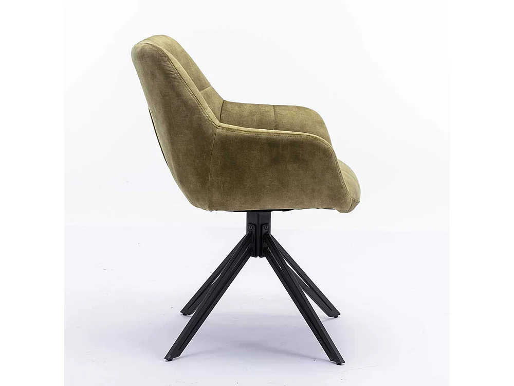 Velours Armlehner Esszimmer in Oliv Grün Gestell aus Metall (2er Set)