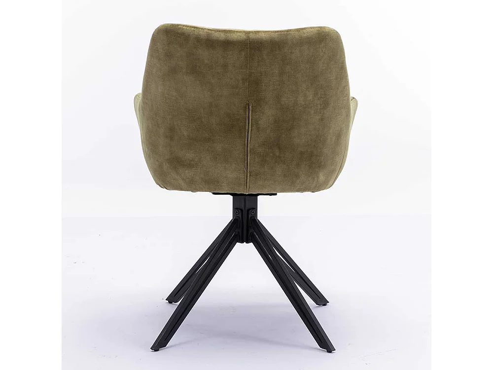 Velours Armlehner Esszimmer in Oliv Grün Gestell aus Metall (2er Set)