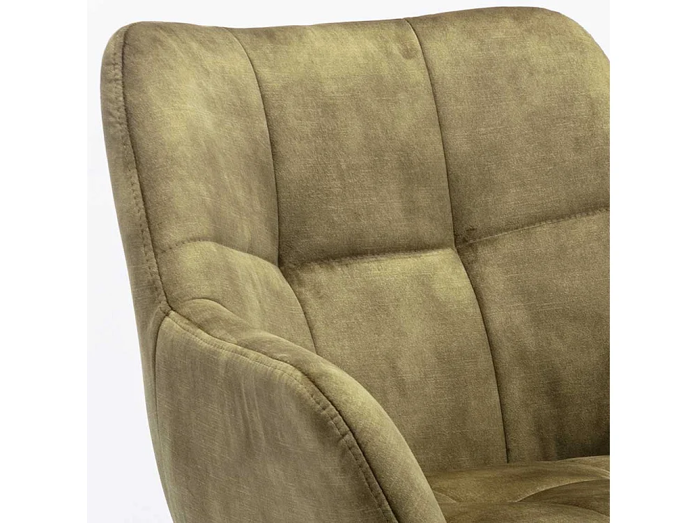 Velours Armlehner Esszimmer in Oliv Grün Gestell aus Metall (2er Set)