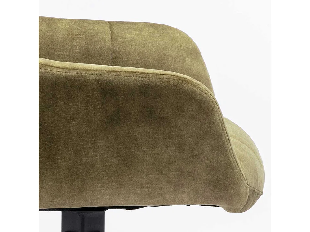 Velours Armlehner Esszimmer in Oliv Grün Gestell aus Metall (2er Set)