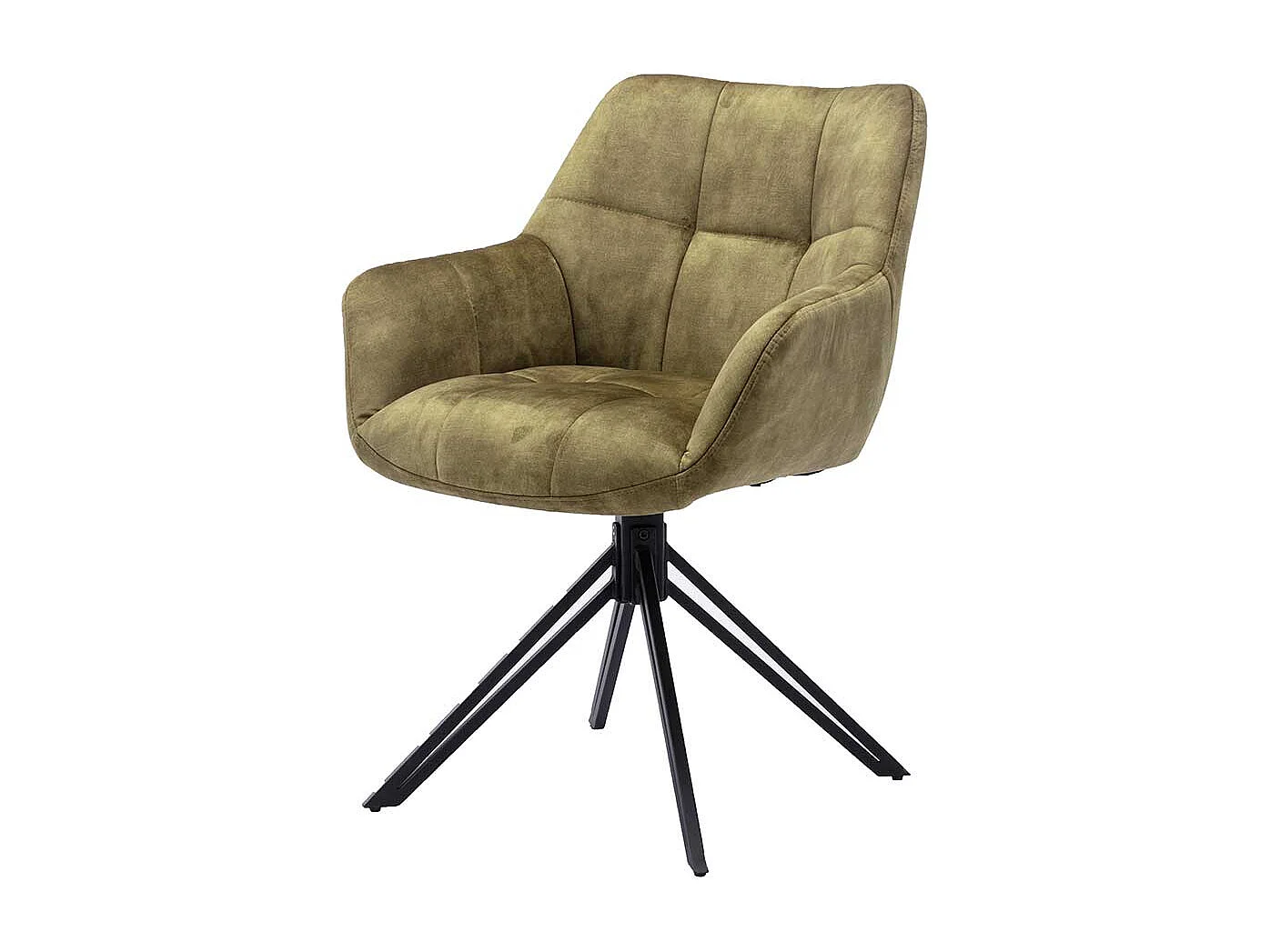 Velours Armlehner Esszimmer in Oliv Grün Gestell aus Metall (2er Set)