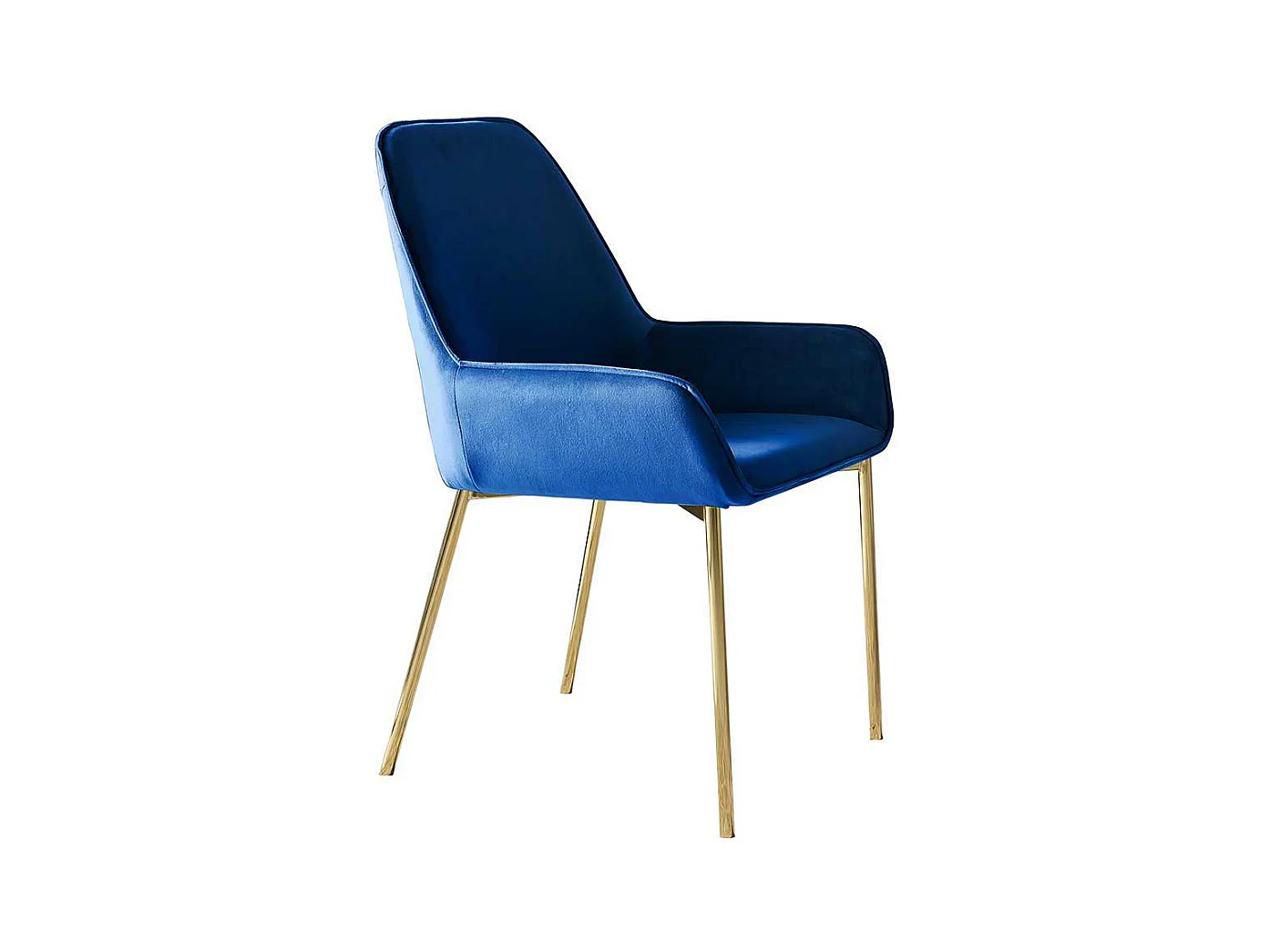 Samt Esstisch Stühle in Blau Metallgestell in Goldfarben (2er Set)