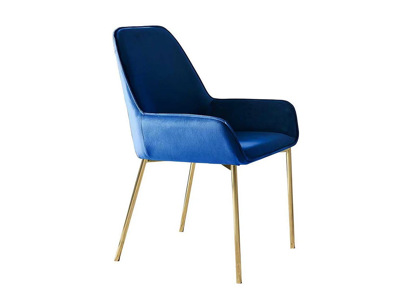 Samt Esstisch Stühle in Blau Metallgestell in Goldfarben (2er Set)