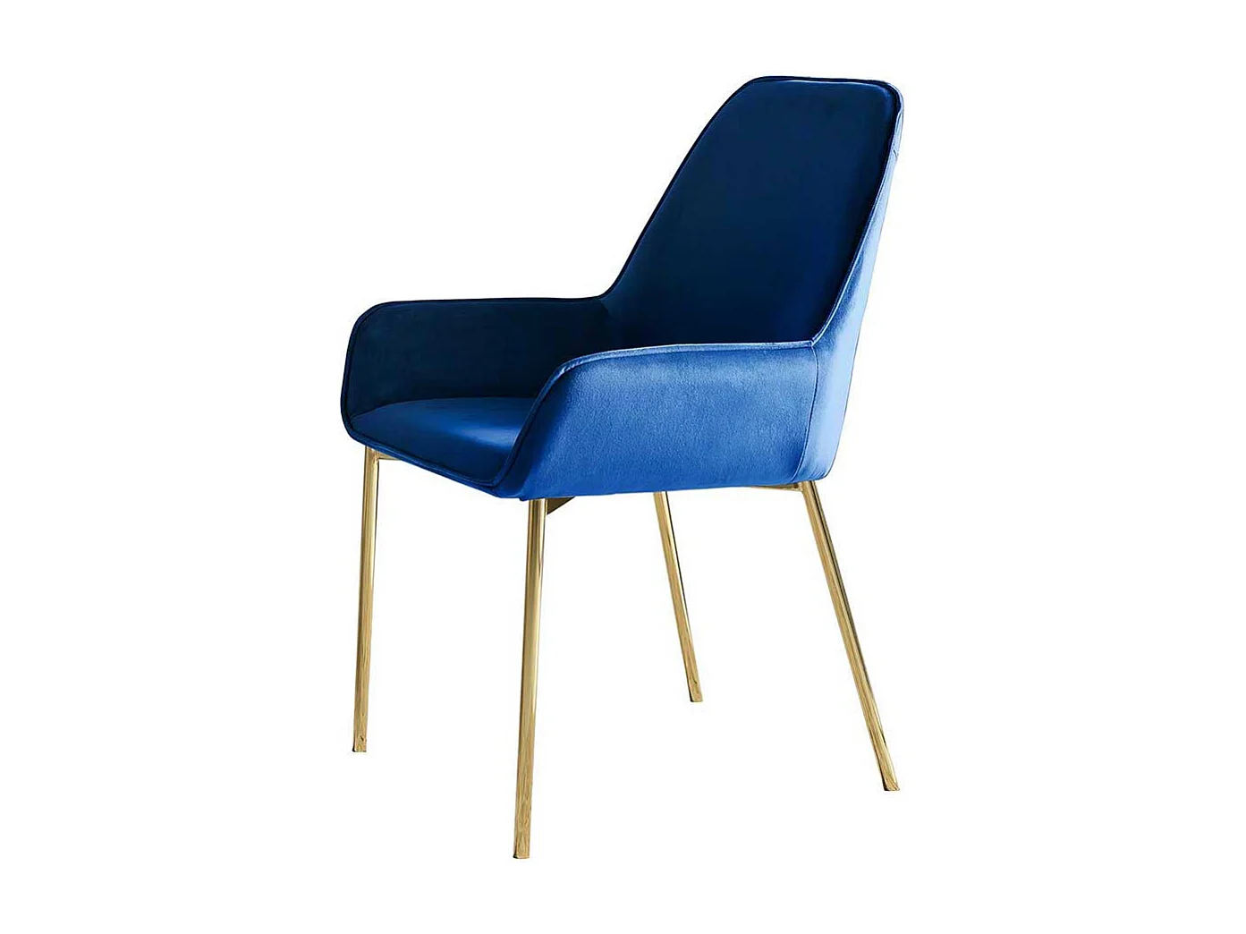 Samt Esstisch Stühle in Blau Metallgestell in Goldfarben (2er Set)