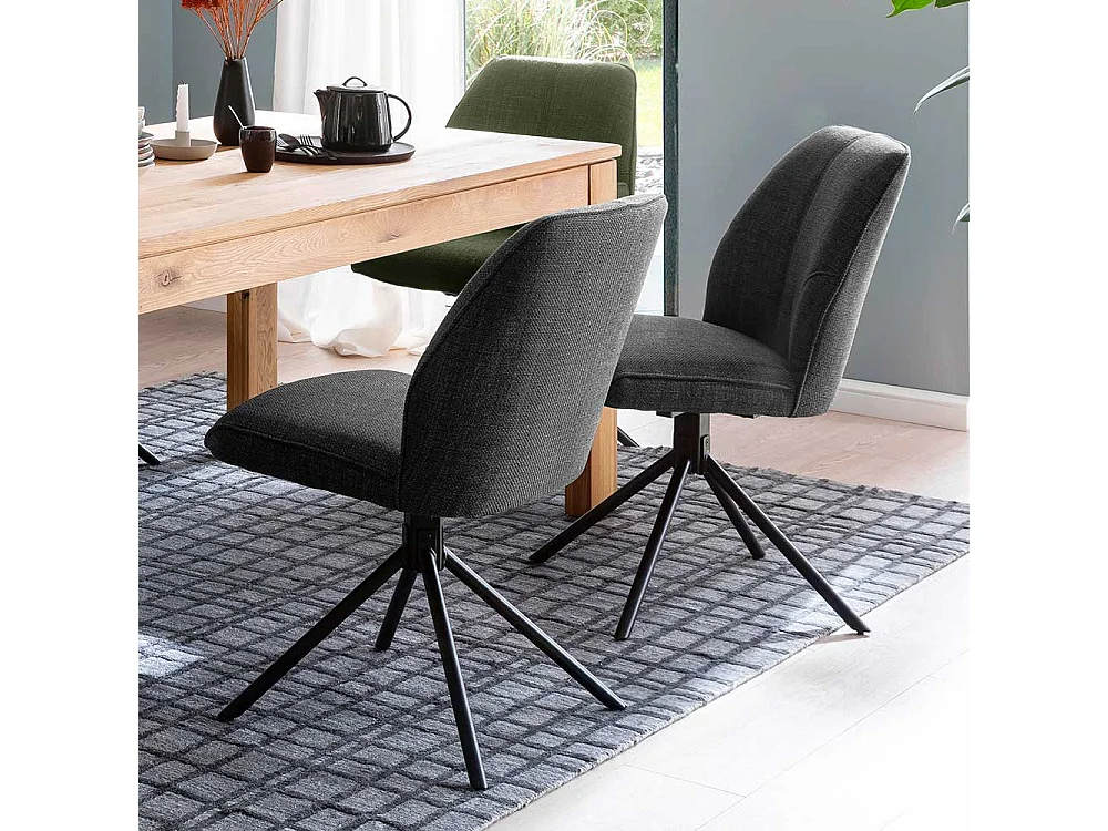 Esstisch Stühle in Anthrazit Webstoff drehbar (2er Set)