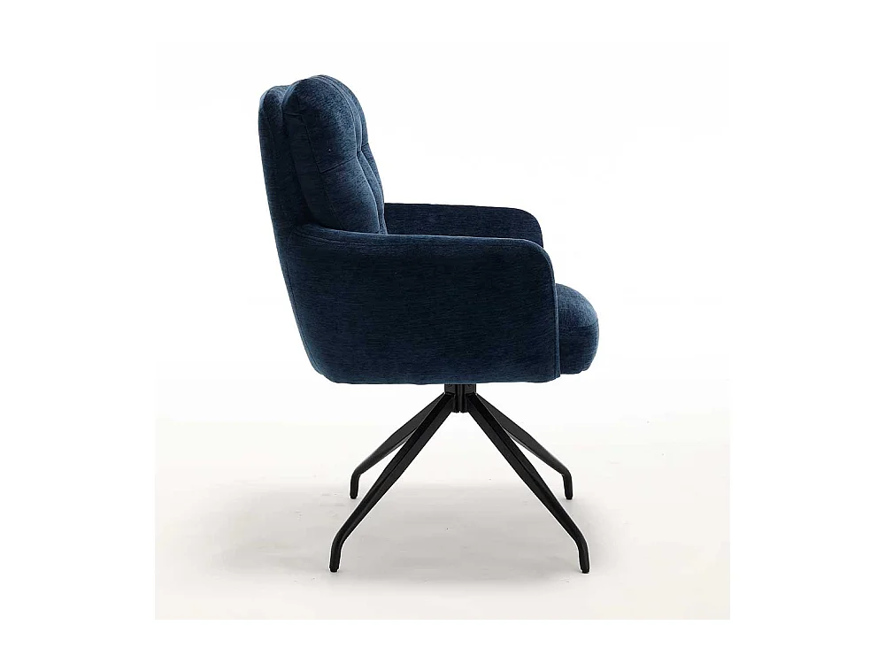 Esszimmerarmlehnstuhl Polsterstuhl in Blau mit Gestell aus Metall (2er Set)