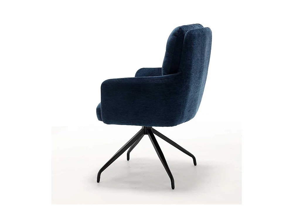 Esszimmerarmlehnstuhl Polsterstuhl in Blau mit Gestell aus Metall (2er Set)