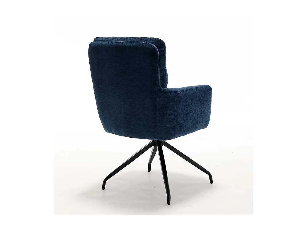 Esszimmerarmlehnstuhl Polsterstuhl in Blau mit Gestell aus Metall (2er Set)