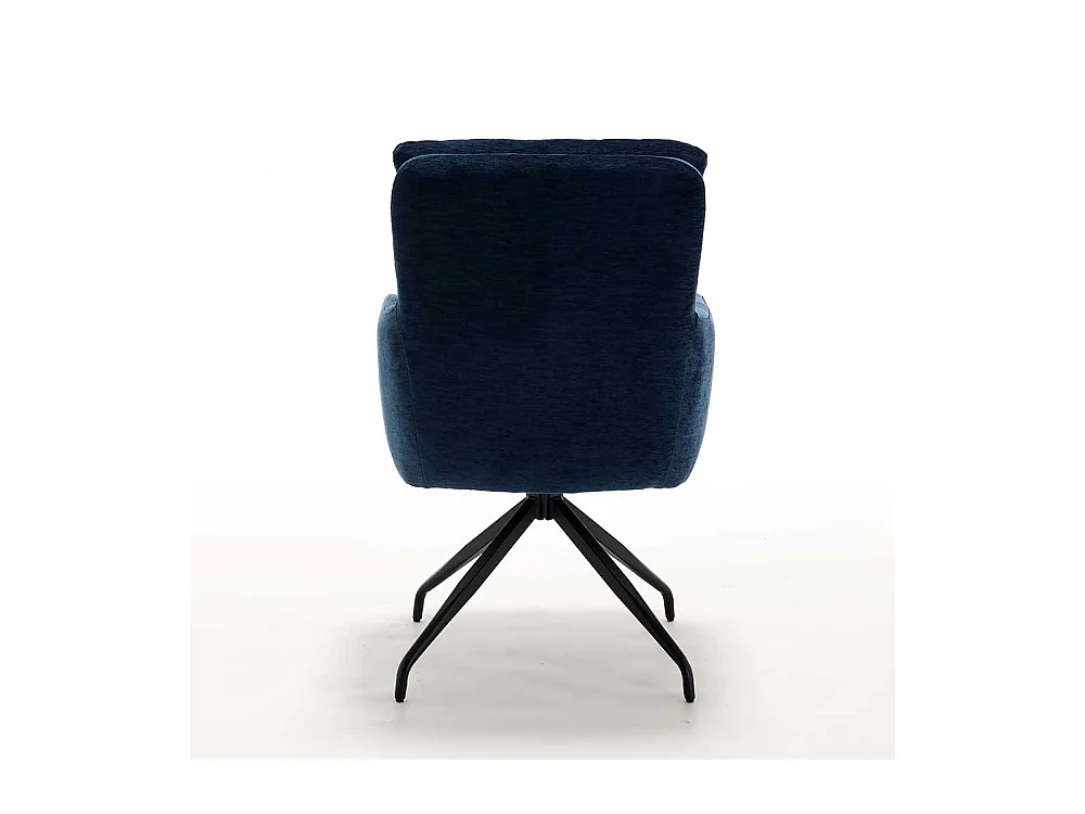 Esszimmerarmlehnstuhl Polsterstuhl in Blau mit Gestell aus Metall (2er Set)