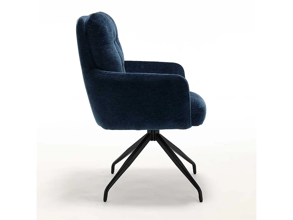 Esszimmerarmlehnstuhl Polsterstuhl in Blau mit Gestell aus Metall (2er Set)