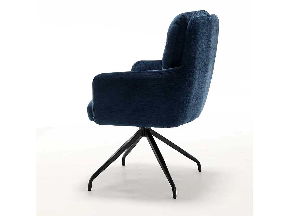 Esszimmerarmlehnstuhl Polsterstuhl in Blau mit Gestell aus Metall (2er Set)