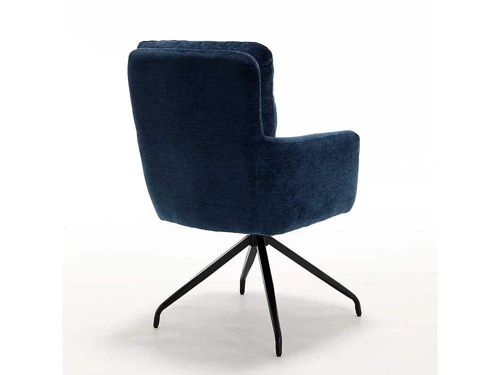 Esszimmerarmlehnstuhl Polsterstuhl in Blau mit Gestell aus Metall (2er Set)