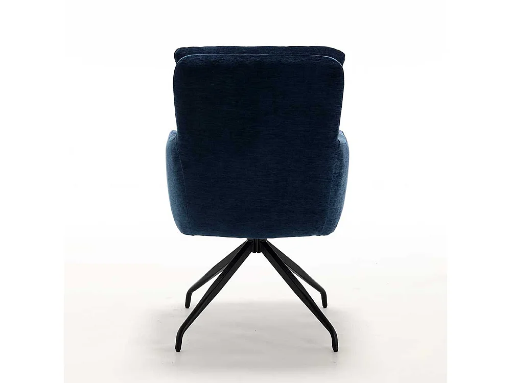 Esszimmerarmlehnstuhl Polsterstuhl in Blau mit Gestell aus Metall (2er Set)