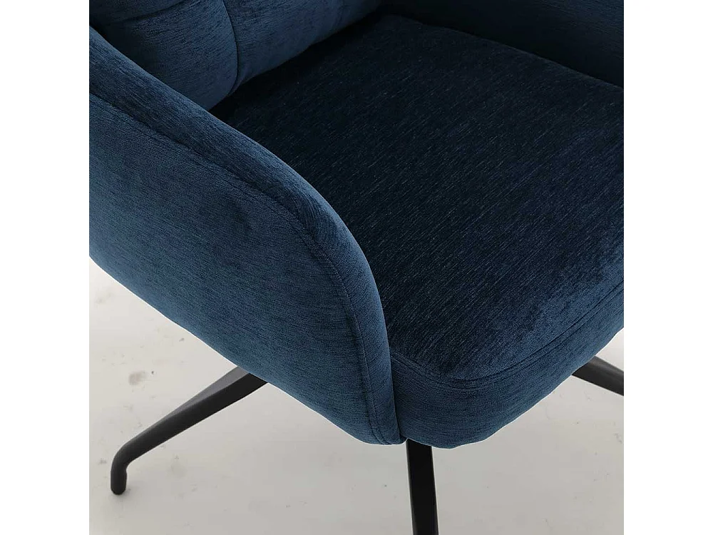 Esszimmerarmlehnstuhl Polsterstuhl in Blau mit Gestell aus Metall (2er Set)