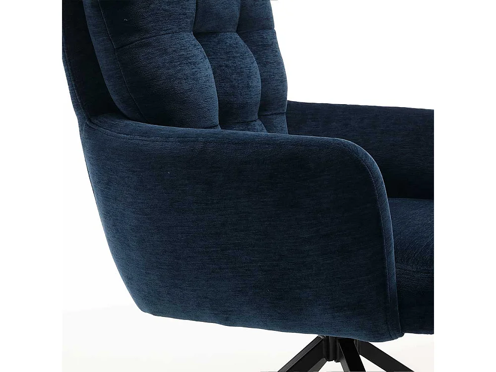 Esszimmerarmlehnstuhl Polsterstuhl in Blau mit Gestell aus Metall (2er Set)