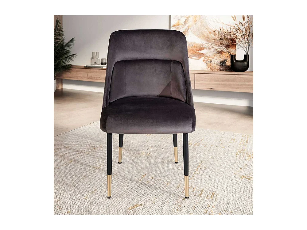 Esstischstuhl Samt Stuhl in Grau und Goldfarben