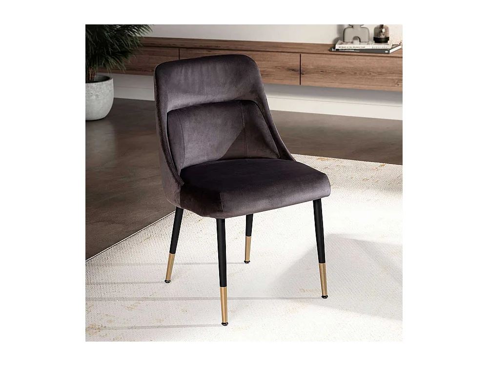 Esstischstuhl Samt Stuhl in Grau und Goldfarben