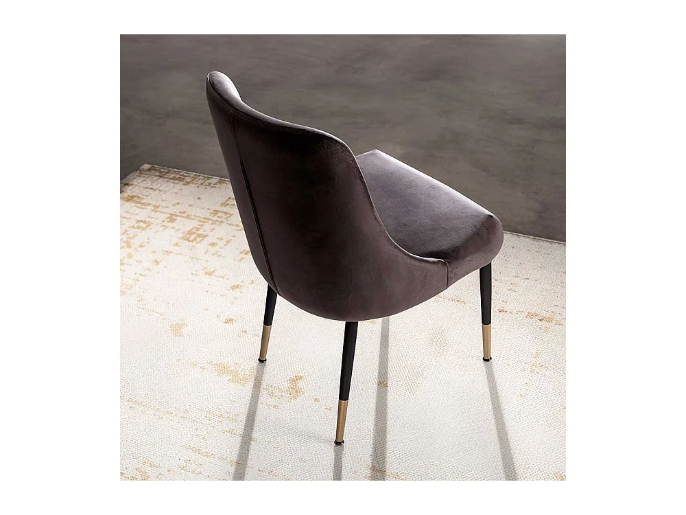 Esstischstuhl Samt Stuhl in Grau und Goldfarben