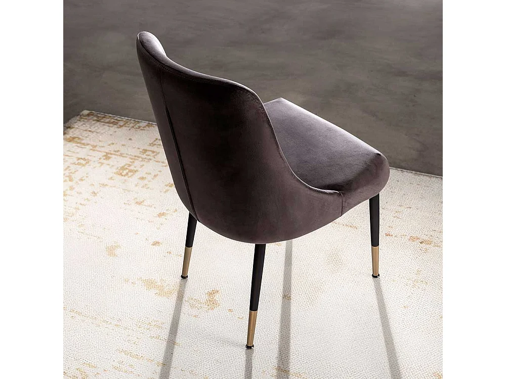 Esstischstuhl Samt Stuhl in Grau und Goldfarben