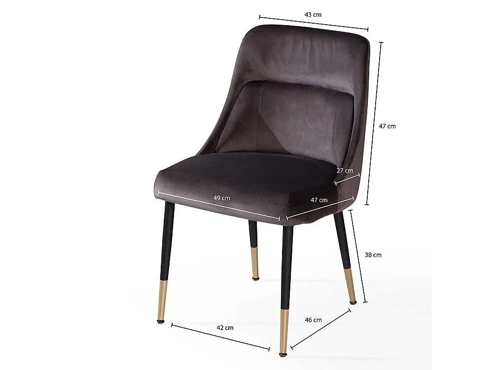 Esstischstuhl Samt Stuhl in Grau und Goldfarben