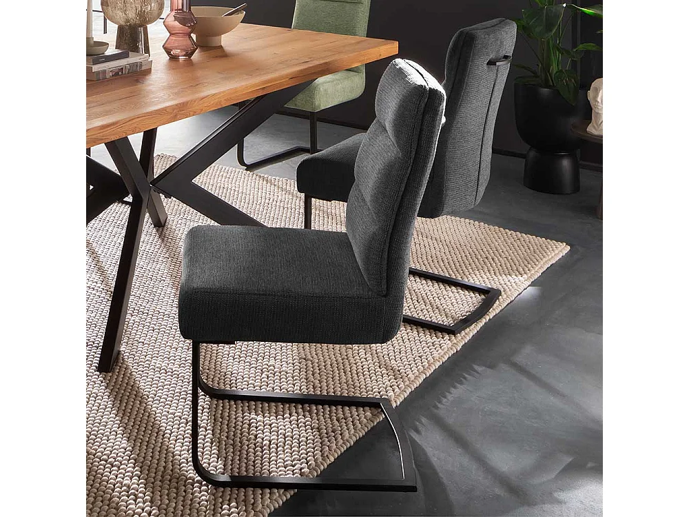 Freischwingerst�hle in Anthrazit und Schwarz Gestell aus Metall (2er Set)