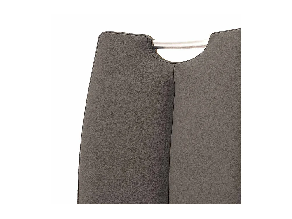 Schwingstuhl in Grau Leder Edelstahl (2er Set)