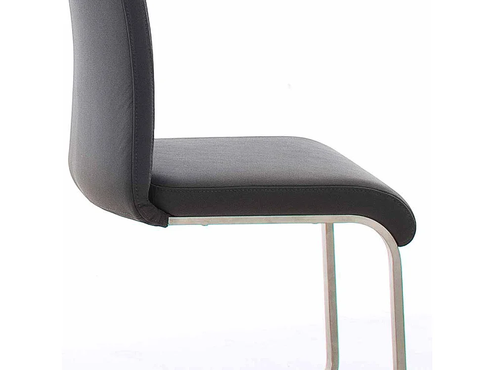 Schwingstuhl in Grau Leder Edelstahl (2er Set)