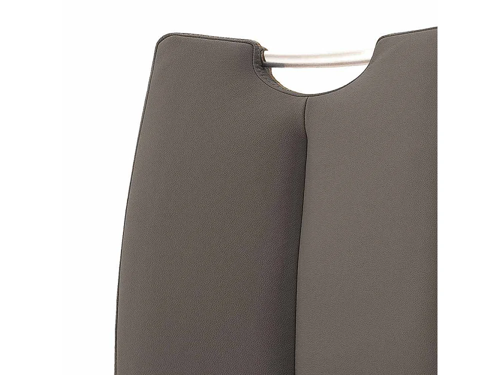 Schwingstuhl in Grau Leder Edelstahl (2er Set)