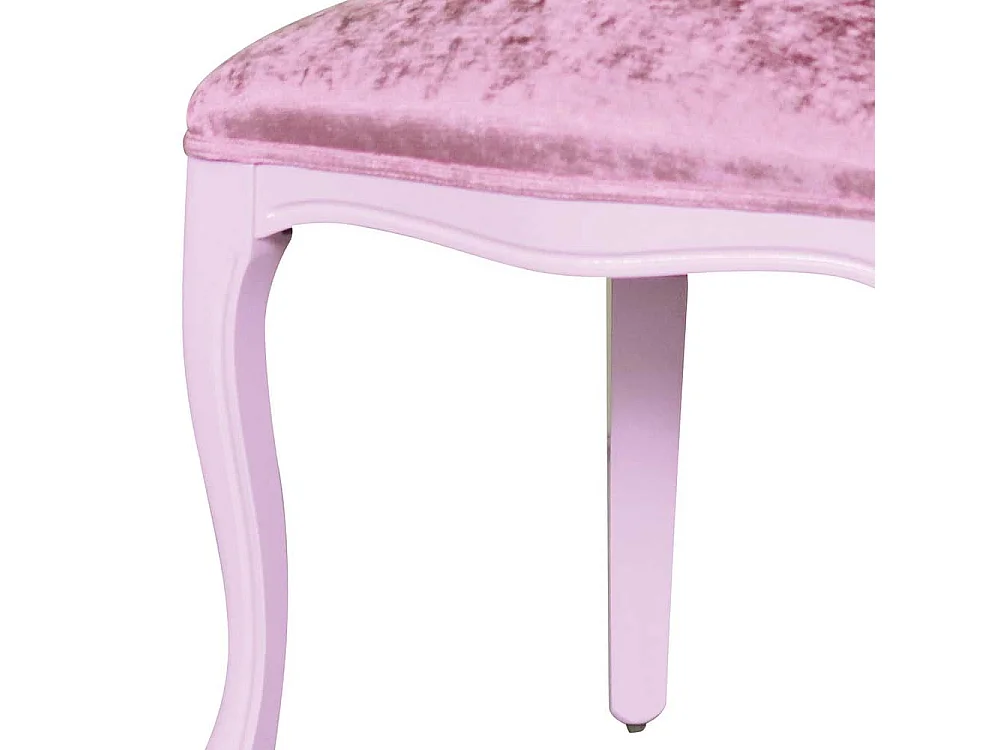 Polsterstuhl in Rosa Samt und Buche Massivholz