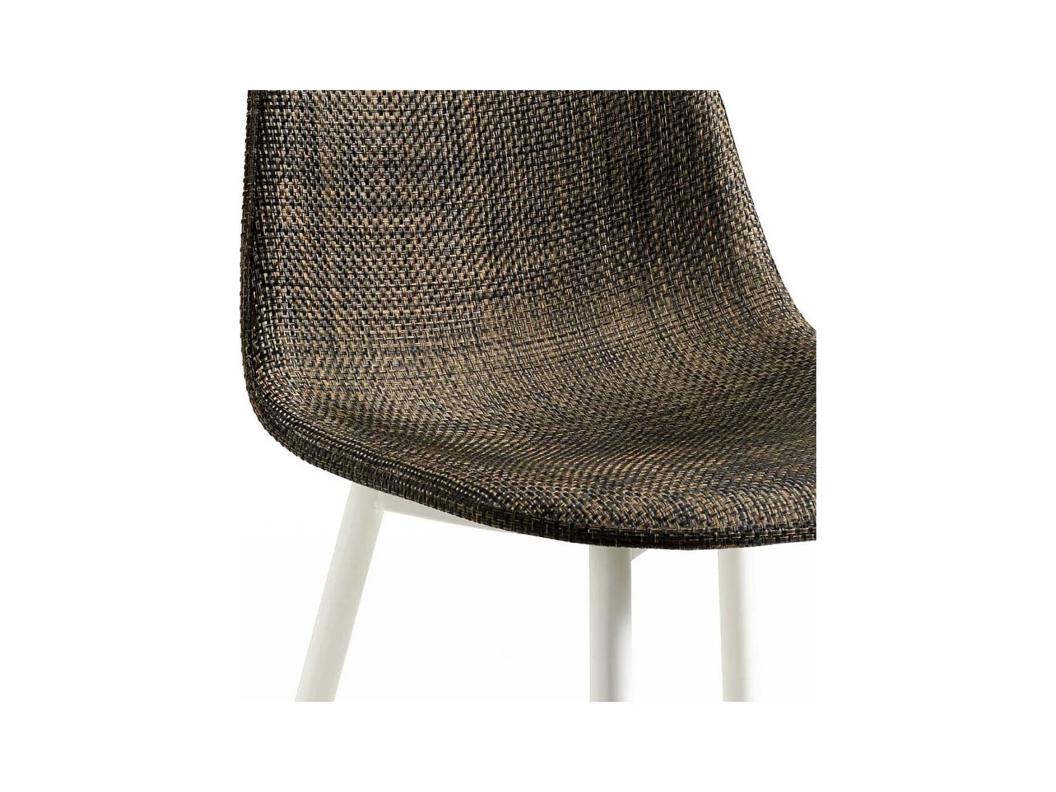 Schalenstuhl aus Kunstrattan Braun Weiß (4er Set)