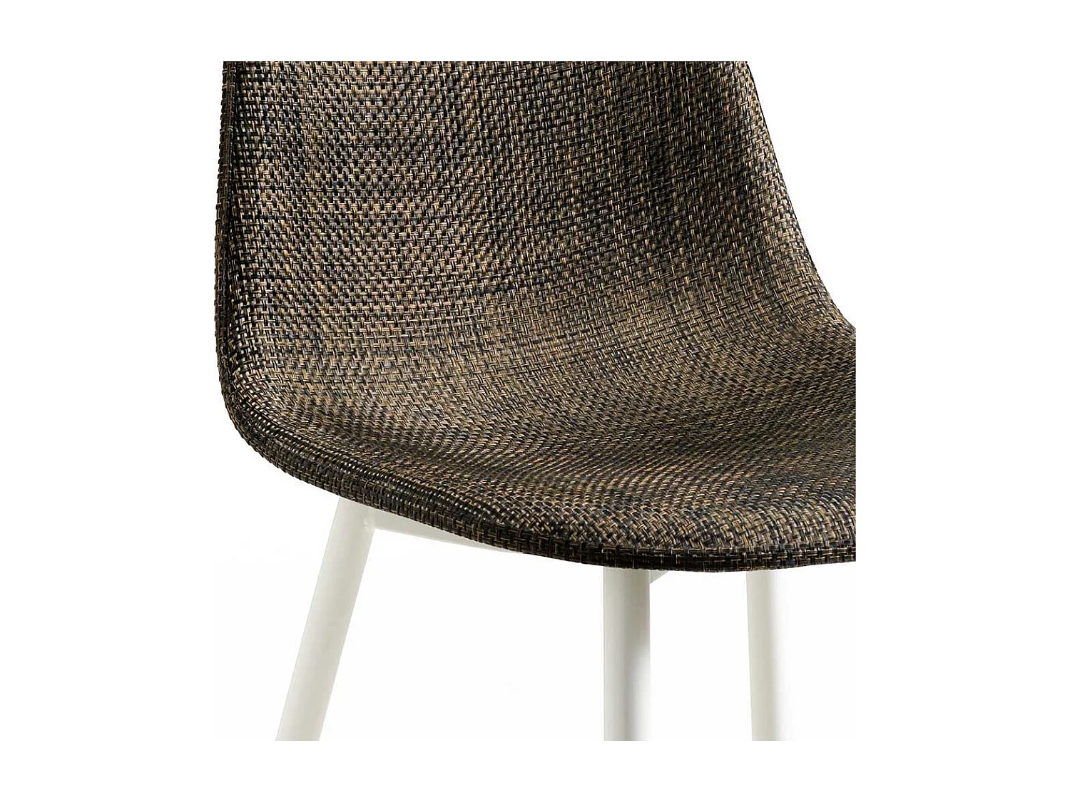 Schalenstuhl aus Kunstrattan Braun Weiß (4er Set)