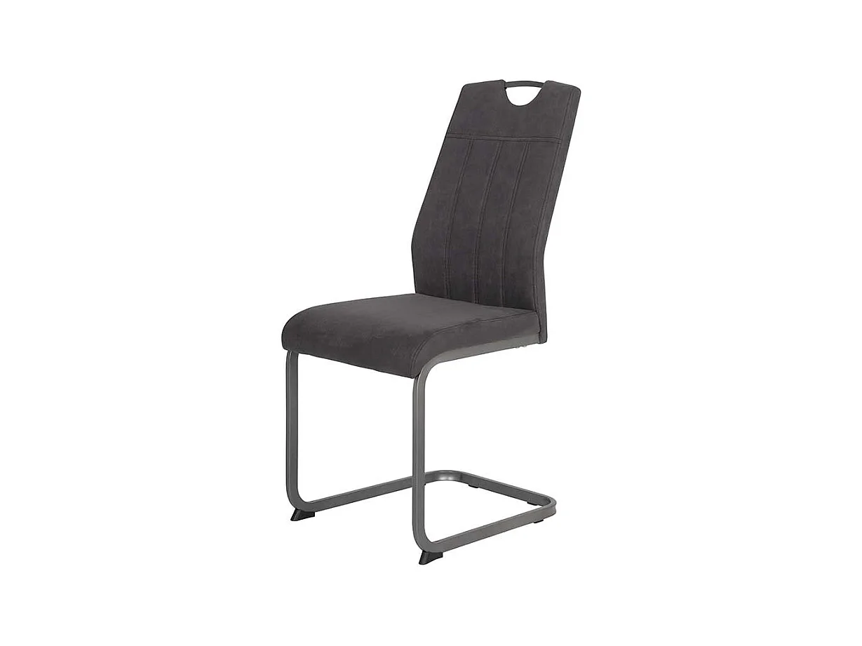 Freischwingersessel in Anthrazit Microfaser Metallgestell (Set)