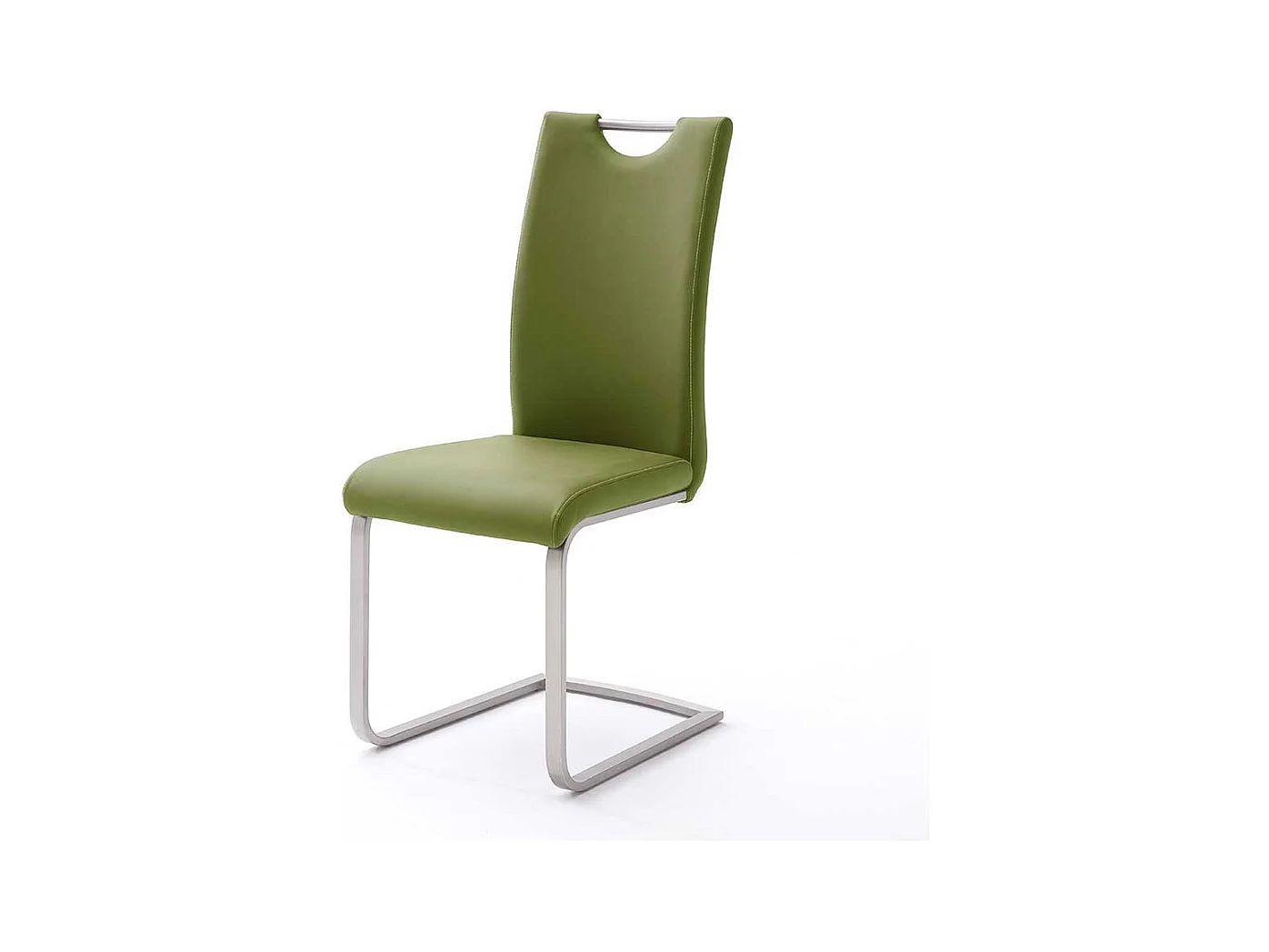 Freischwinger Set in Gr�n Kunstleder Edelstahl (4er Set)