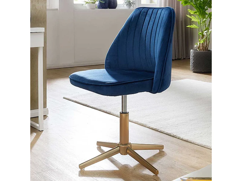 Modernder Drehstuhl in Blau und Goldfarben 60 cm breit