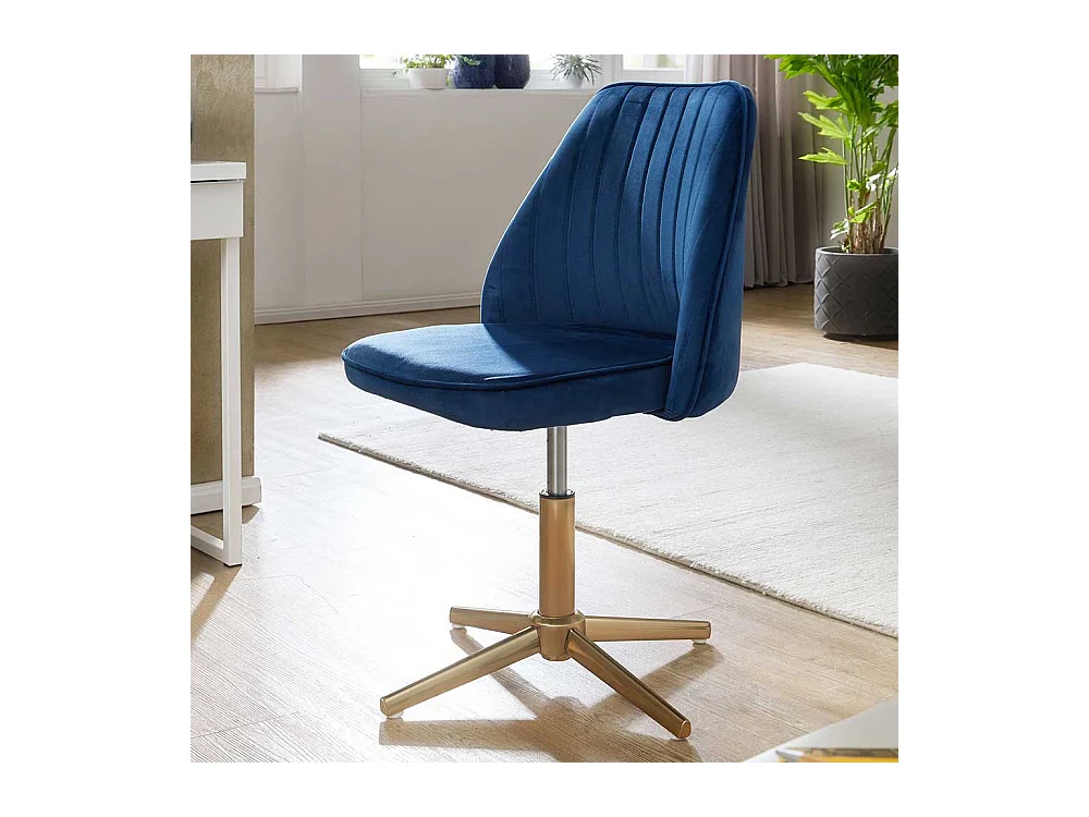 Modernder Drehstuhl in Blau und Goldfarben 60 cm breit