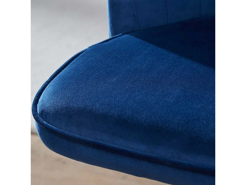 Modernder Drehstuhl in Blau und Goldfarben 60 cm breit