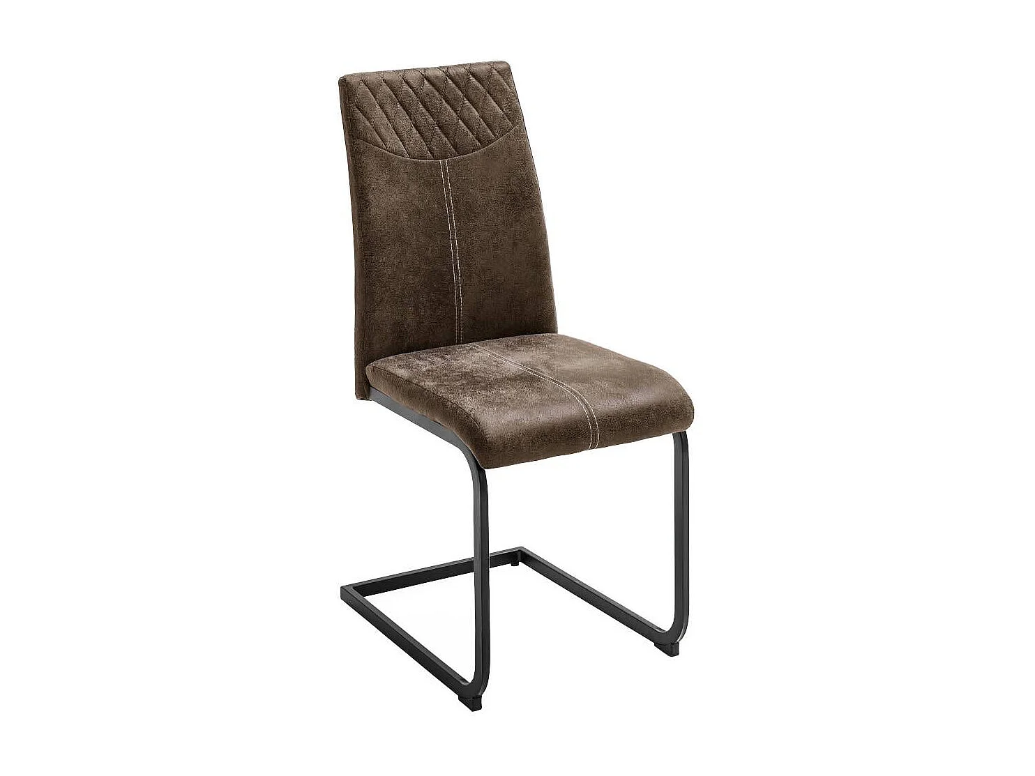 Schwingstuhl Esstischstuhl aus Microfaser mit Rautensteppung (4er Set)