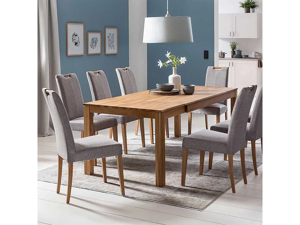 Stuhl Esszimmer in Grau meliert Gestell aus Massivholz (2er Set)