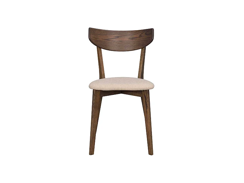 Massivholz Stühle in Eiche dunkel Webstoff Beige (2er Set)