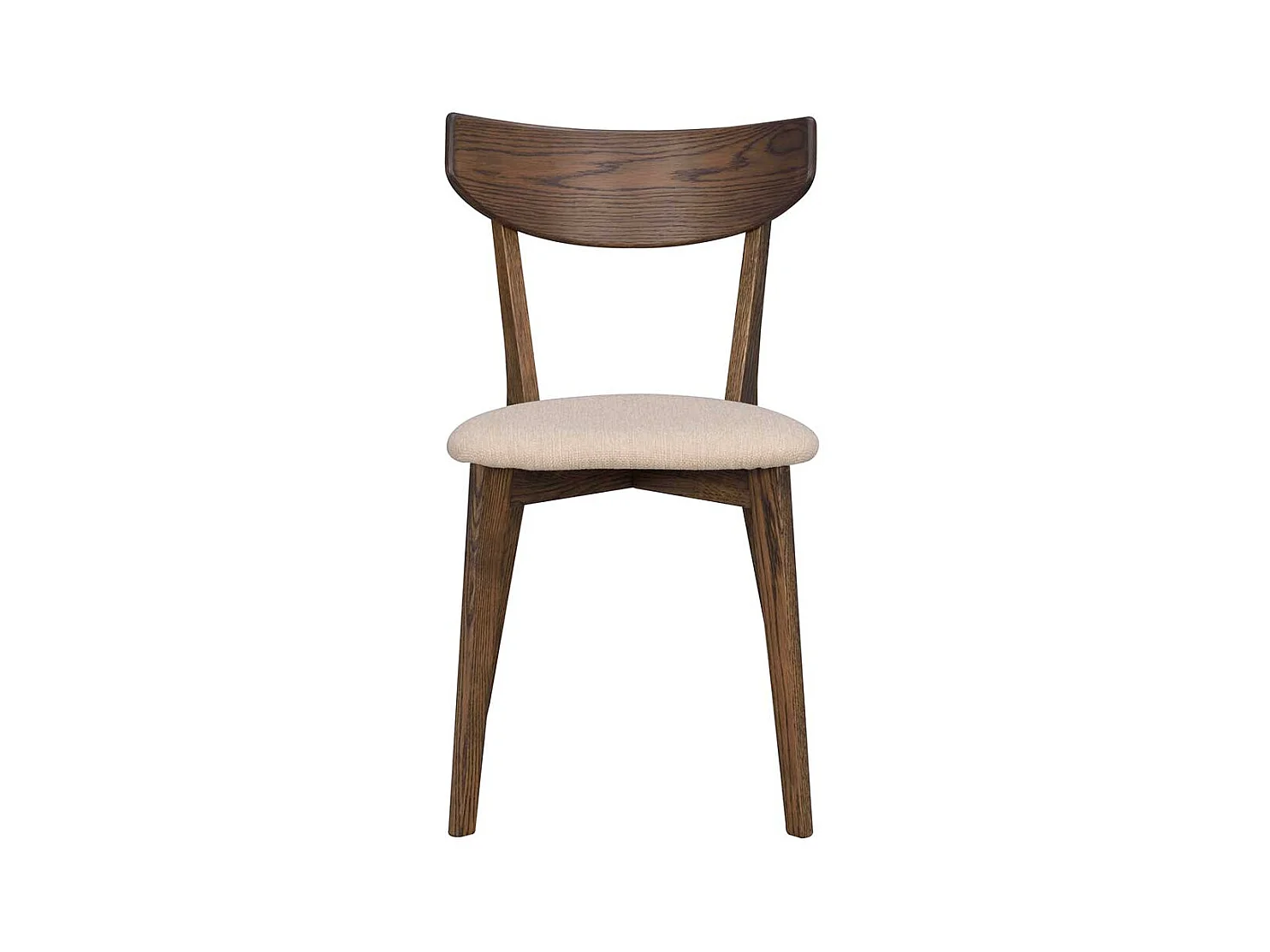 Massivholz Stühle in Eiche dunkel Webstoff Beige (2er Set)