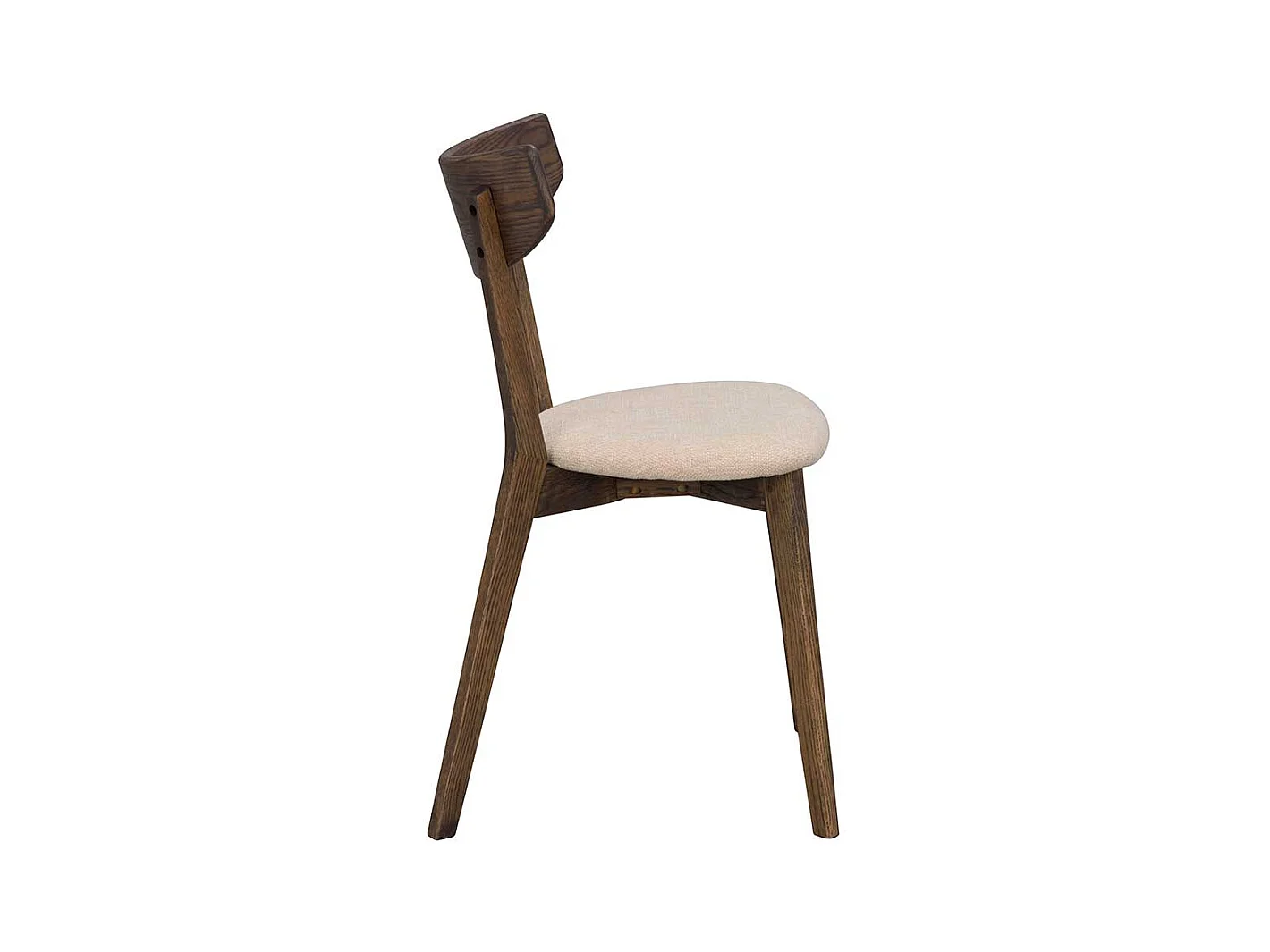 Massivholz Stühle in Eiche dunkel Webstoff Beige (2er Set)