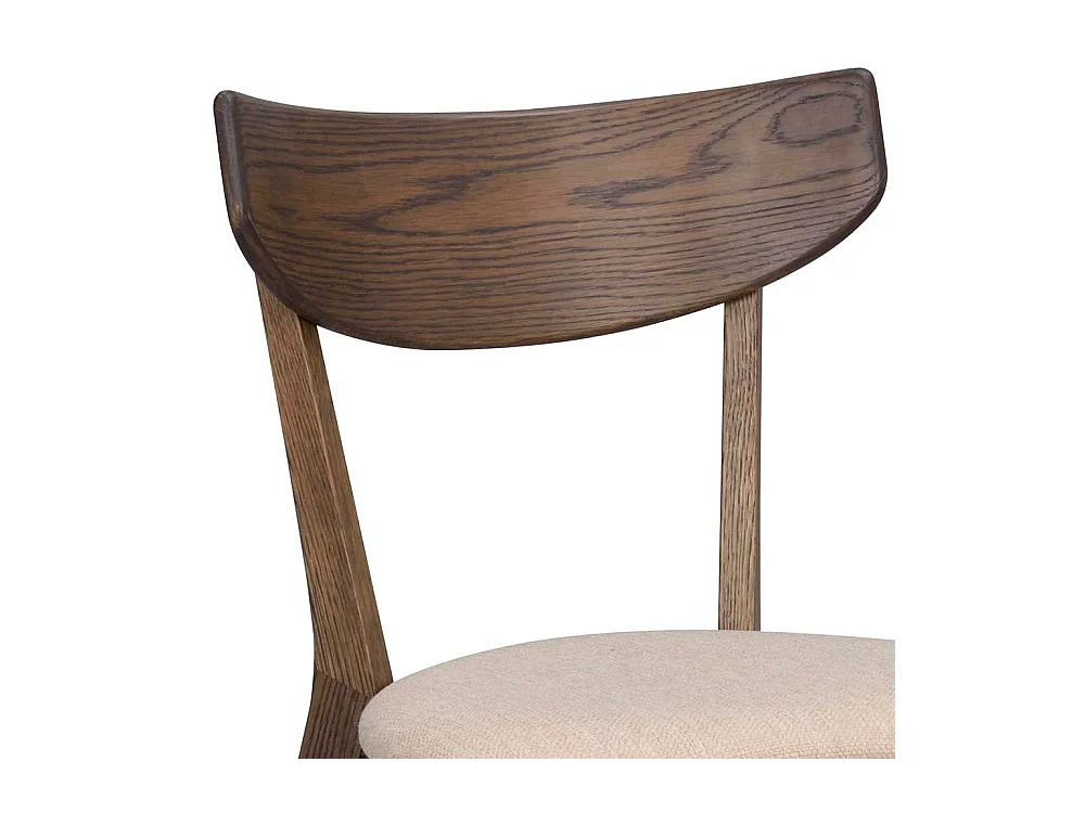 Massivholz Stühle in Eiche dunkel Webstoff Beige (2er Set)