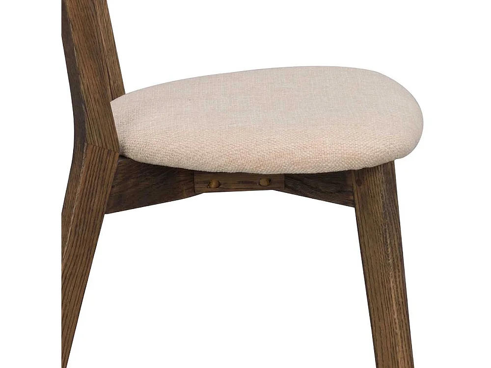 Massivholz Stühle in Eiche dunkel Webstoff Beige (2er Set)