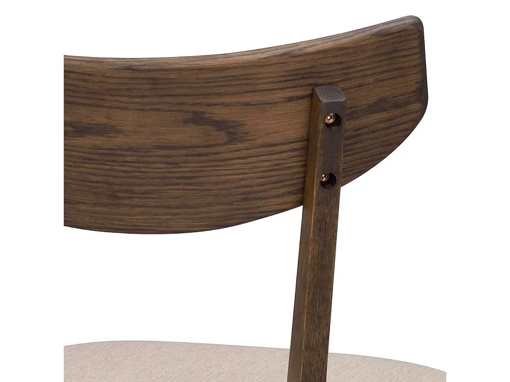 Massivholz Stühle in Eiche dunkel Webstoff Beige (2er Set)