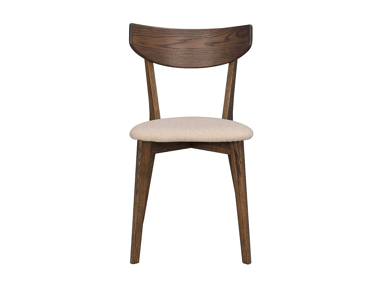 Massivholz Stühle in Eiche dunkel Webstoff Beige (2er Set)