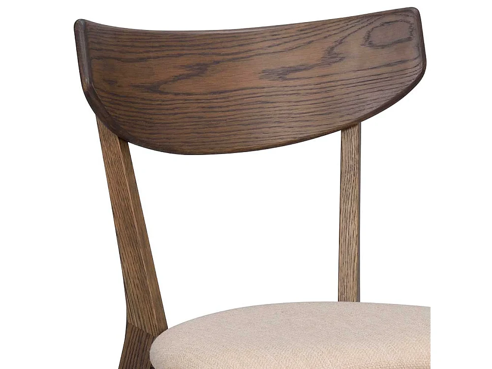 Massivholz Stühle in Eiche dunkel Webstoff Beige (2er Set)