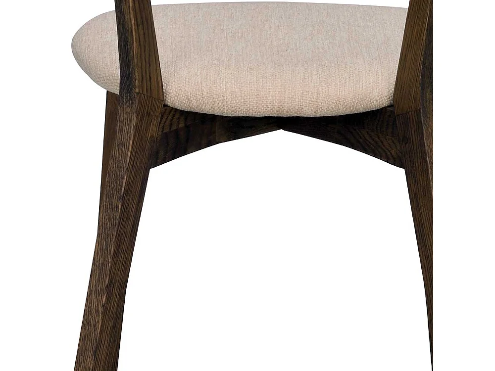 Massivholz Stühle in Eiche dunkel Webstoff Beige (2er Set)