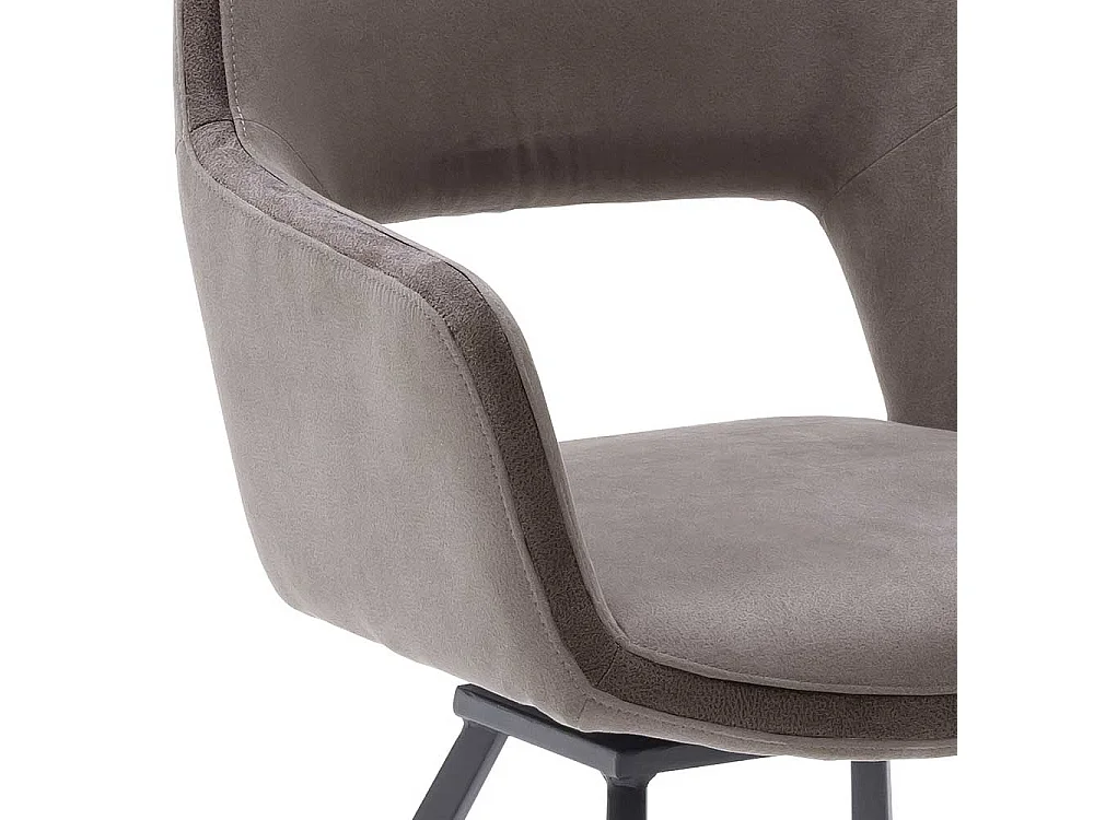 Hellbraune Polsterstühle aus Microfaser Metallgestell (2er Set)